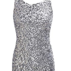Cute Silver Sequined Tank Top